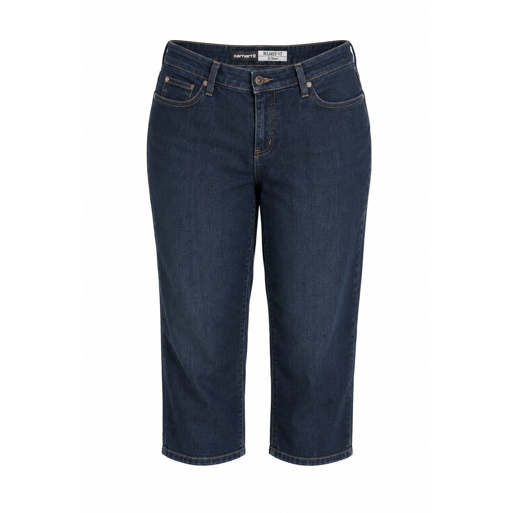 Carhartt Jeans Flannel Lined Relaxed Fit Blue Womens Size 12 Short  EUC